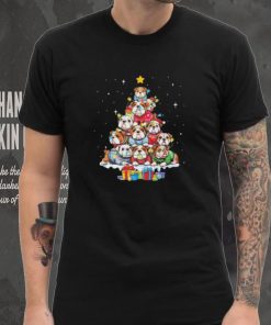 Dogs Bulldog Collie pine tree merry christmas shirt