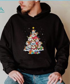 Dogs Bulldog Collie pine tree merry christmas shirt