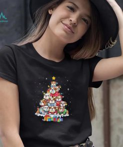 Dogs Bulldog Collie pine tree merry christmas shirt