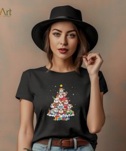 Dogs Bulldog Collie pine tree merry christmas shirt