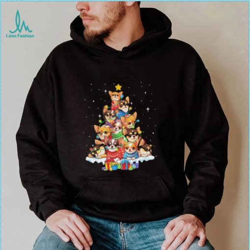 Dogs Chihuahua pine tree merry christmas shirt