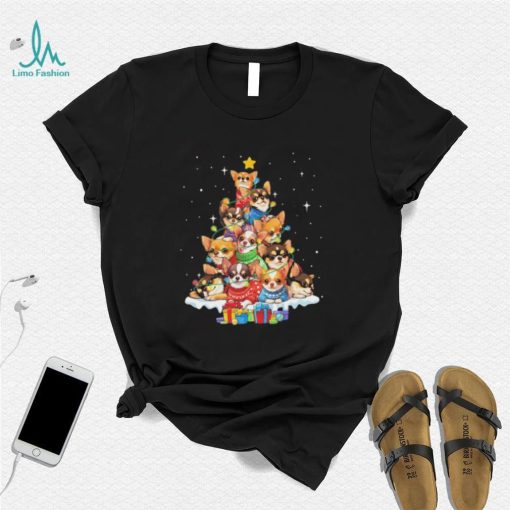 Dogs Chihuahua pine tree merry christmas shirt