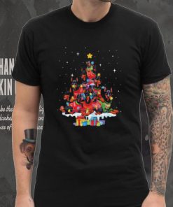 Dogs Dobermann pine tree merry christmas shirt