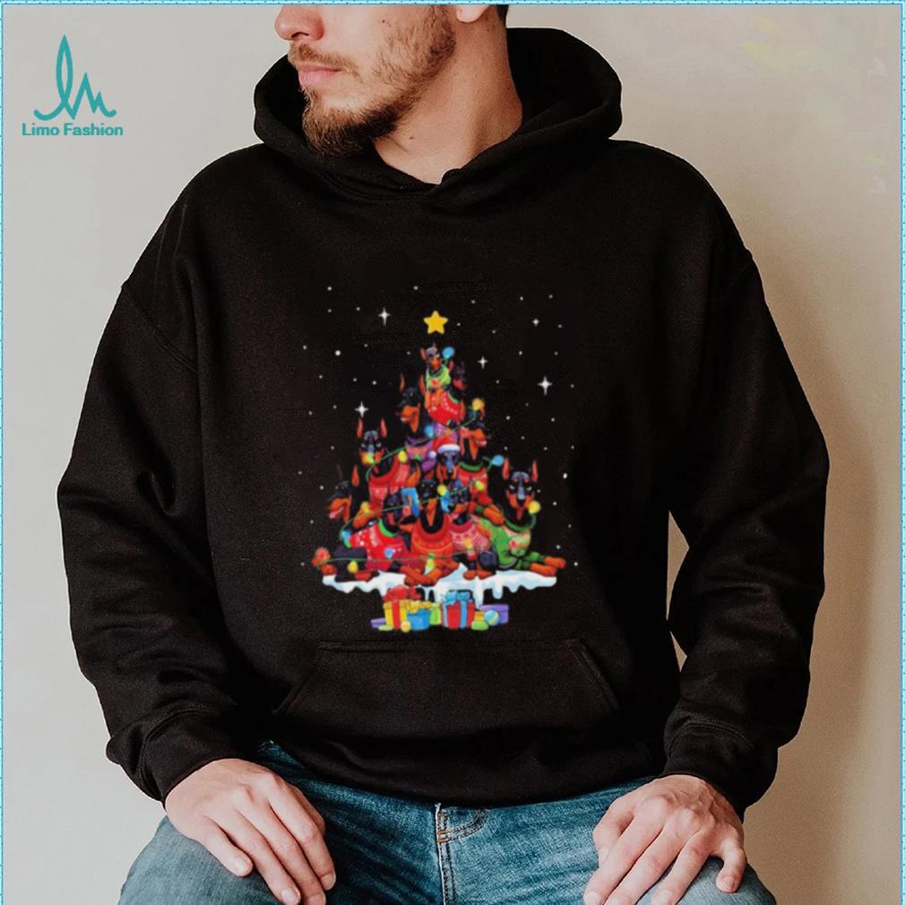 Dogs Dobermann pine tree merry christmas shirt Dogs Dobermann pine tree merry christmas shirt