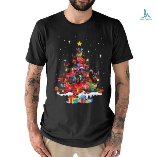 Dogs Dobermann pine tree merry christmas shirt