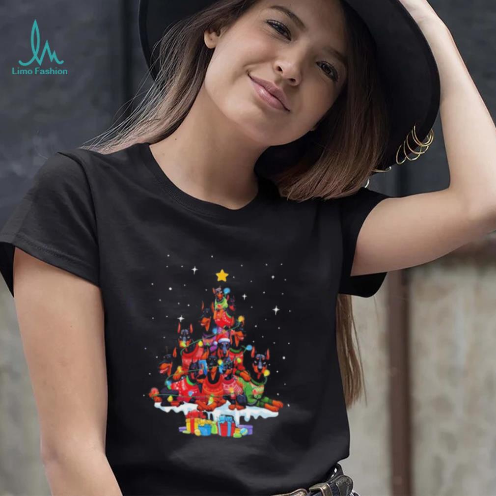 Dogs Dobermann pine tree merry christmas shirt Dogs Dobermann pine tree merry christmas shirt