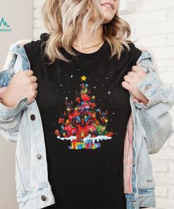 Dogs Dobermann pine tree merry christmas shirt