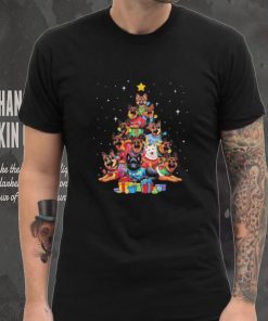 Dogs German Shepherd Retriever pine tree merry christmas shirt
