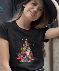 Dogs German Shepherd Retriever pine tree merry christmas shirt