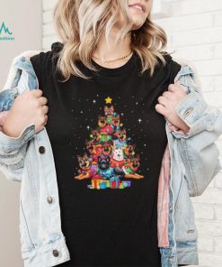Dogs German Shepherd Retriever pine tree merry christmas shirt