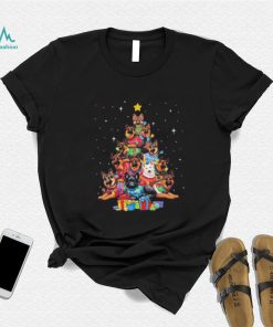 Dogs German Shepherd Retriever pine tree merry christmas shirt