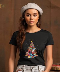 Dogs German Shepherd Retriever pine tree merry christmas shirt