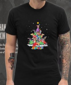 Dogs Greyhound santa pine tree merry christmas shirt