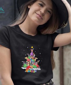 Dogs Greyhound santa pine tree merry christmas shirt