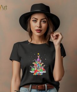 Dogs Greyhound santa pine tree merry christmas shirt