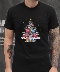 Dogs Miniature Schnauzer santa pine tree merry christmas shirt