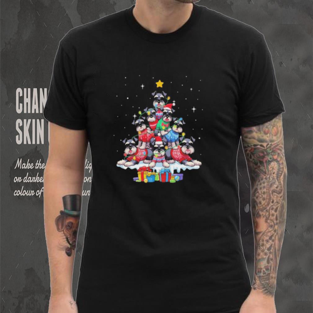 Dogs Miniature Schnauzer santa pine tree merry christmas shirt Dogs Miniature Schnauzer santa pine tree merry christmas shirt