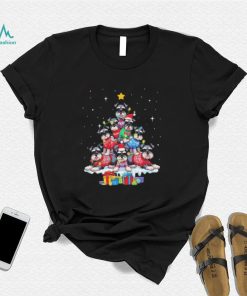 Dogs Miniature Schnauzer santa pine tree merry christmas shirt