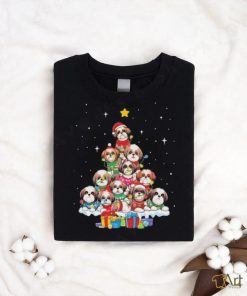 Dogs Shih Tzu santa pine tree merry christmas shirt