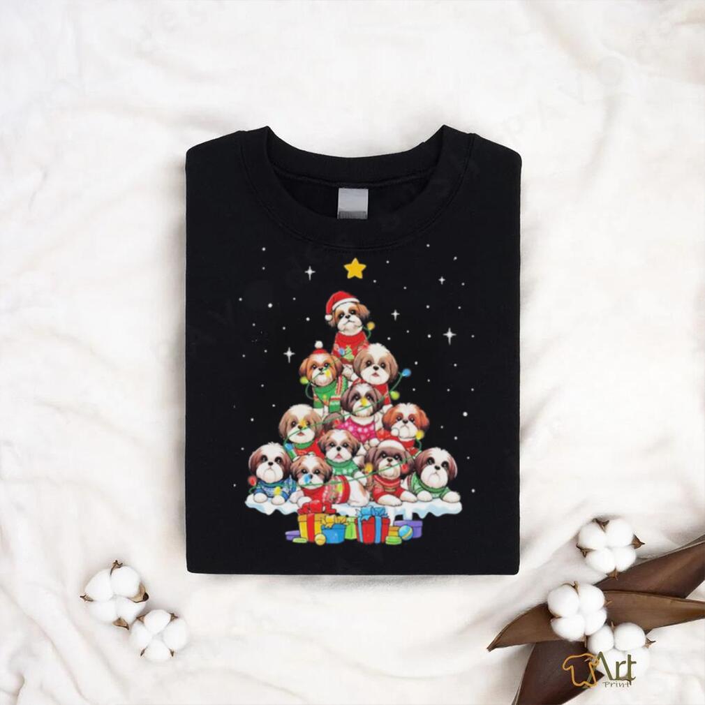 Dogs Shih Tzu santa pine tree merry christmas shirt Dogs Shih Tzu santa pine tree merry christmas shirt