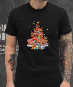 Dogs Yorkshire santa pine tree merry christmas shirt