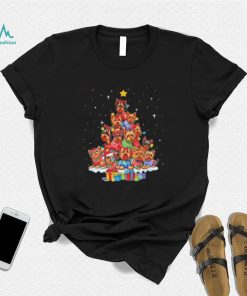 Dogs Yorkshire santa pine tree merry christmas shirt