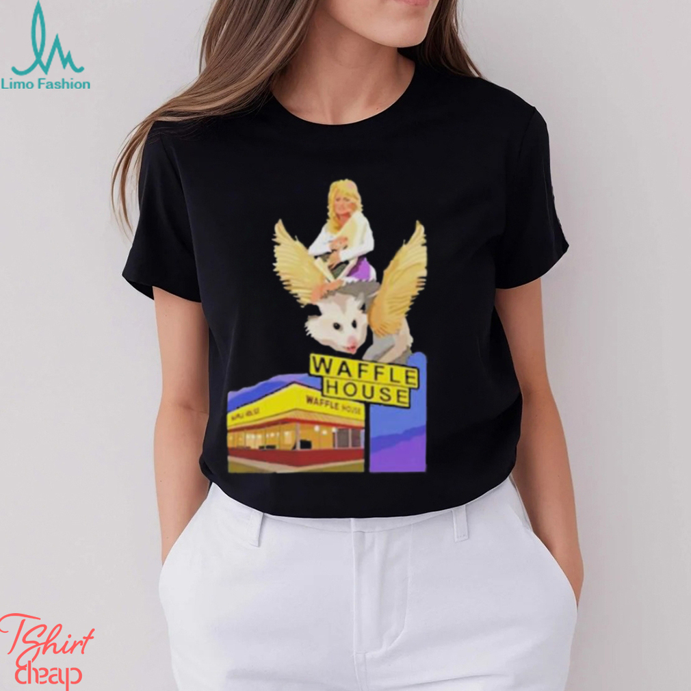 Dolly parton shirt riding a winged possum over waffle house retro 2023 shirt Dolly parton shirt riding a winged possum over waffle house retro 2023 shirt