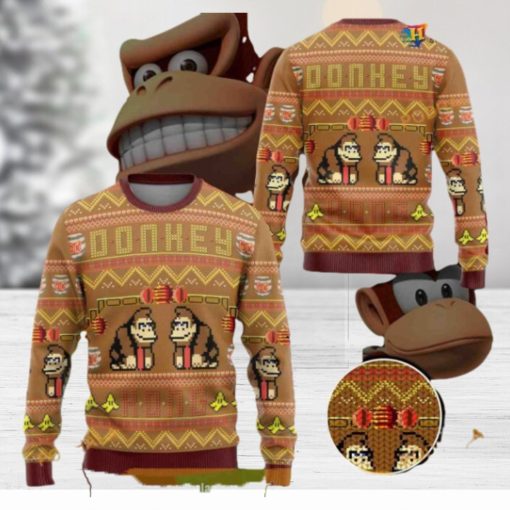 Donkey Kong Family Ugly Christmas Sweater, Fun Video Game Holiday Attire