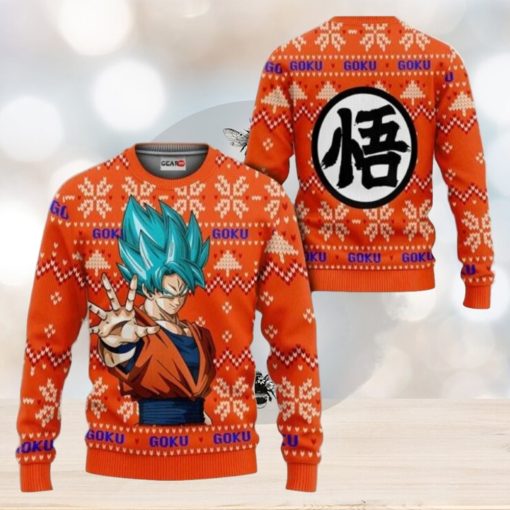 Dragon Ball Goku Super Saiyan Blue Ugly Christmas Sweaters