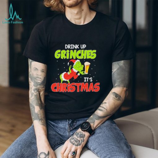 Drink Up Grinches It’s Christmas Beer Lover Santa Grinch Shirt