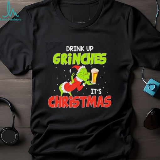 Drink Up Grinches It’s Christmas Beer Lover Santa Grinch Shirt