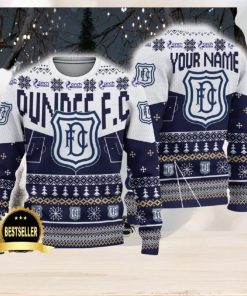 Dundee FC Ugly Christmas Sweater Logo Custom Name Gift Fans