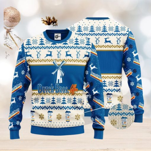 Dutch Bros Reindeer Pattern 3D Ugly Christmas Sweater Unisex Sweater Christmas Gift