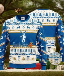 Dutch Bros Reindeer Pattern 3D Ugly Christmas Sweater Unisex Sweater Christmas Gift