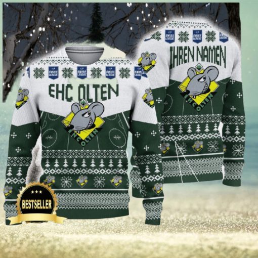 EHC Olten Ugly Christmas Sweater Logo Custom Name Gift Fans