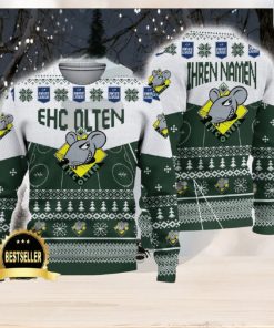 EHC Olten Ugly Christmas Sweater Logo Custom Name Gift Fans