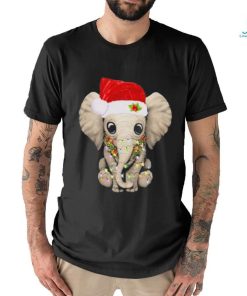 Elephant hat santa light merry christmas shirt
