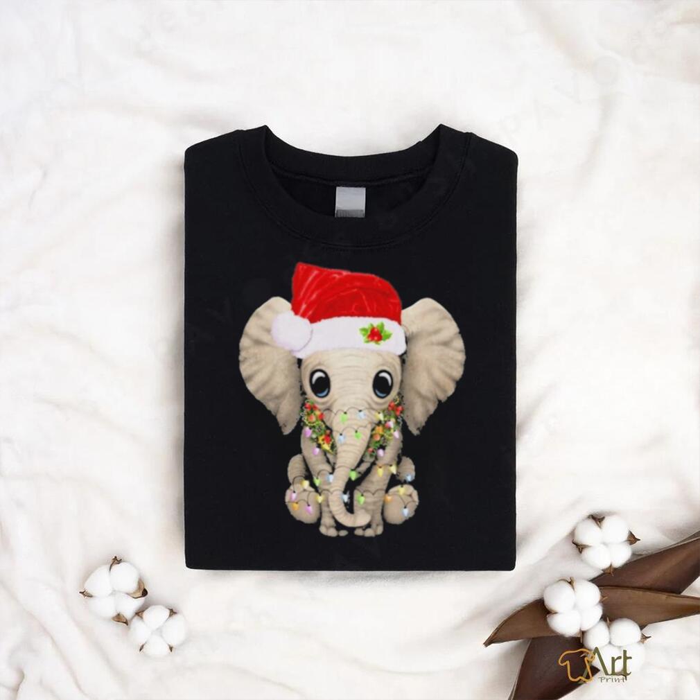 Elephant hat santa light merry christmas shirt Elephant hat santa light merry christmas shirt