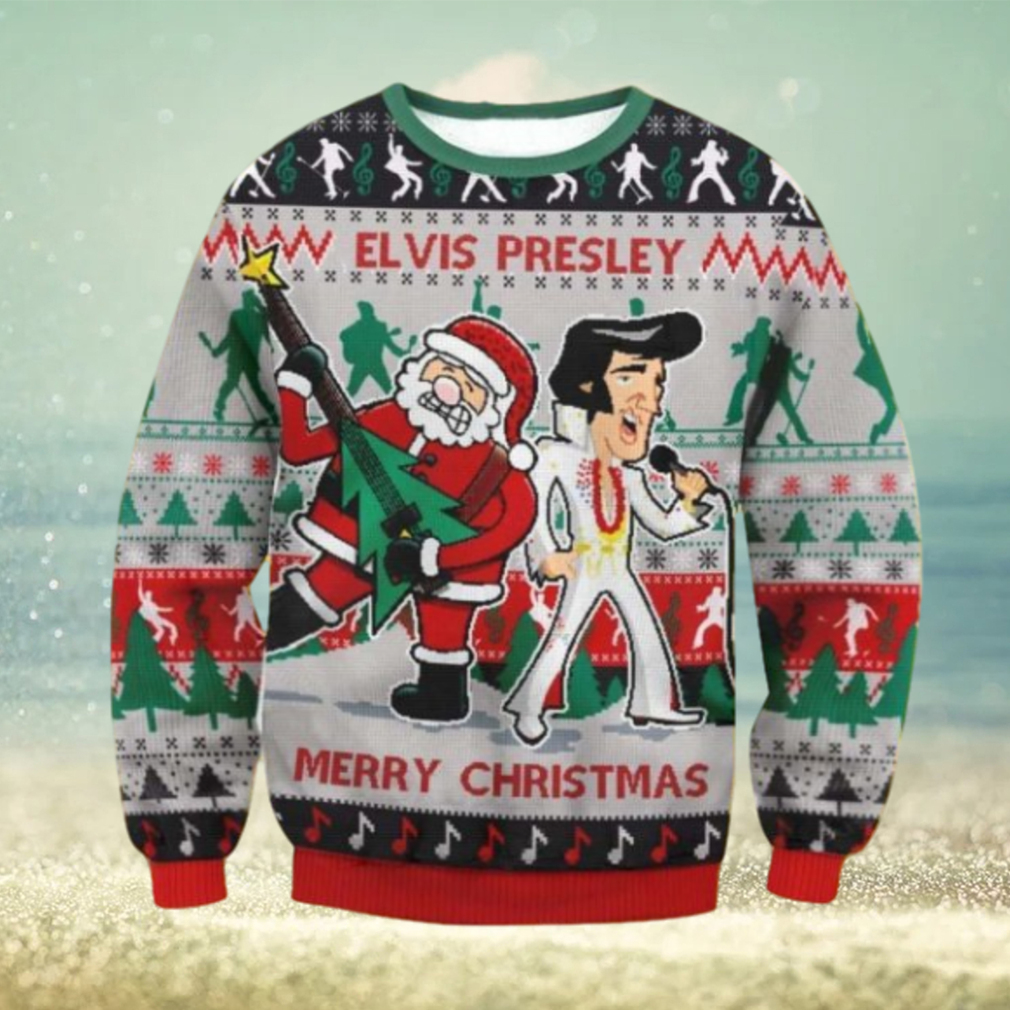 Elvis With Grandma Christmas Ugly Sweater All Over Printed Sweater Christmas  Gift - Banantees
