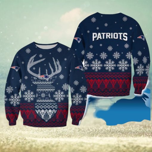 England Patriots Christmas Reindeer Wrapping 3D Sweater For Fans Gift Christmas