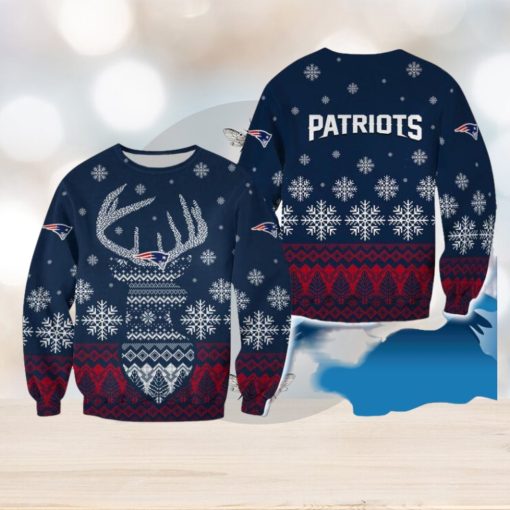 England Patriots Christmas Reindeer Wrapping 3D Sweater For Fans Gift Christmas