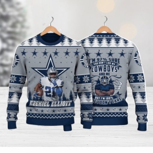 Ezekiel Elliott Dallas Cowboys Do Not Like My Cowboys I Do Not Care NFL Christmas Ugly Sweater