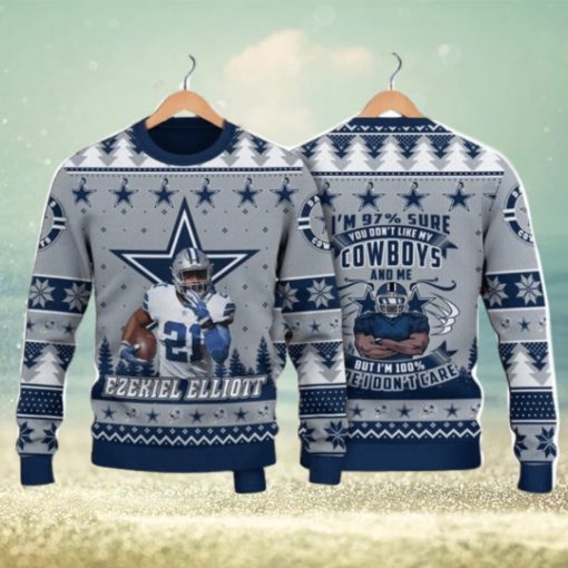 Ezekiel Elliott Dallas Cowboys Do Not Like My Cowboys I Do Not Care NFL Christmas Ugly Sweater