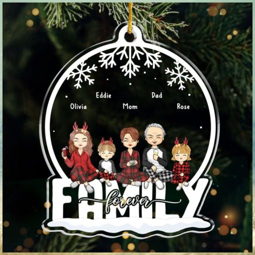 Family Always And Forever   Family Personalized Custom Ornament   Acrylic Snow Globe Shaped   Christmas Gift For Family Members