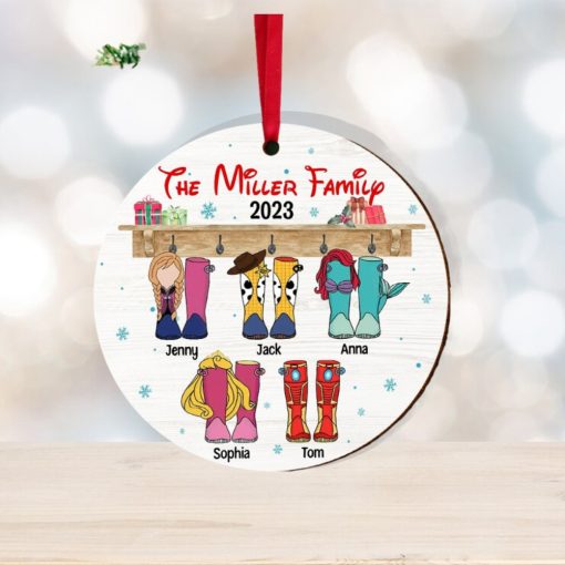 Family Boots, Personalized Acrylic Ornament, Christmas Gift For Family