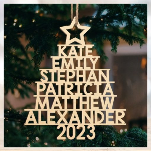 Family Christmas Tree   Family Personalized Custom Ornament   Wood Custom Shaped   Christmas Gift For Family Members