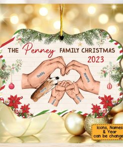 Family Hands Personalized Wooden Christmas Ornament Gift For FamilyFamily Hands Personalized Wooden Christmas Ornament Gift For Family