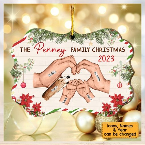 Family Hands Personalized Wooden Christmas Ornament Gift For FamilyFamily Hands Personalized Wooden Christmas Ornament Gift For Family