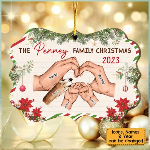 Family Hands Personalized Wooden Christmas Ornament Gift For FamilyFamily Hands Personalized Wooden Christmas Ornament Gift For Family