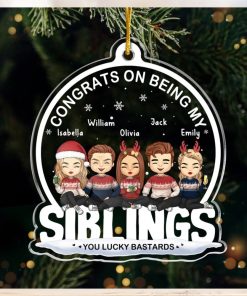 Family Means The World To Me Family Personalized Custom Ornament Acrylic Snow Globe Shaped Christmas Gift For Siblings, Brothers, Sisters, Cousins, Friends, Coworkers